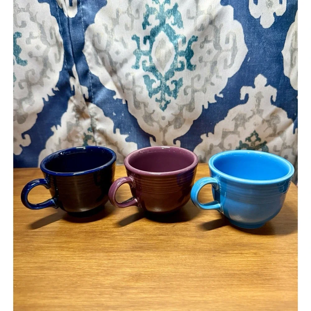 Vintage‎ Fiestawear: 6  Tea Cups Blue, Purple, Orange